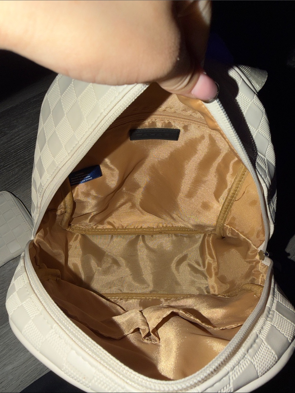 Tahari Bone Check Mini Backpack + Matching Zip Wallet Set - Picture 3 of 5